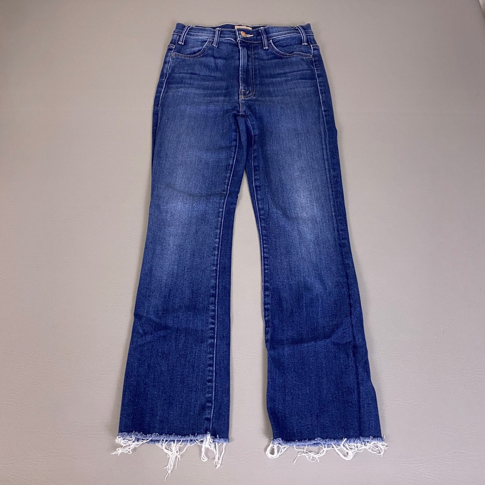 MOTHER The Hustler Ankle Fray Jeans Size 25 Home Movies Blue High Rise Flare